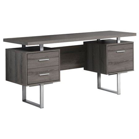 MONARCH SPECIALTIES Computer Desk, Home Office, Laptop, Left, Right Set-up, Storage Drawers, 60"L, Work, Metal, Brown I 7082
